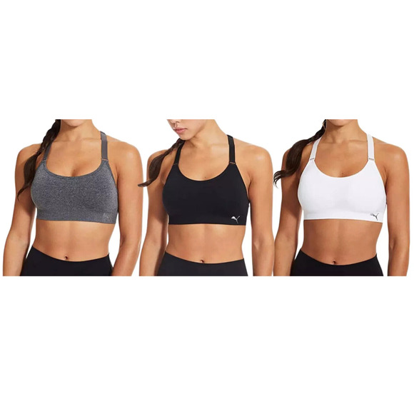Puma Other - Puma Women’s Sports Bra Set 3 Colors Black White Gray Small Racerback Wire-Free